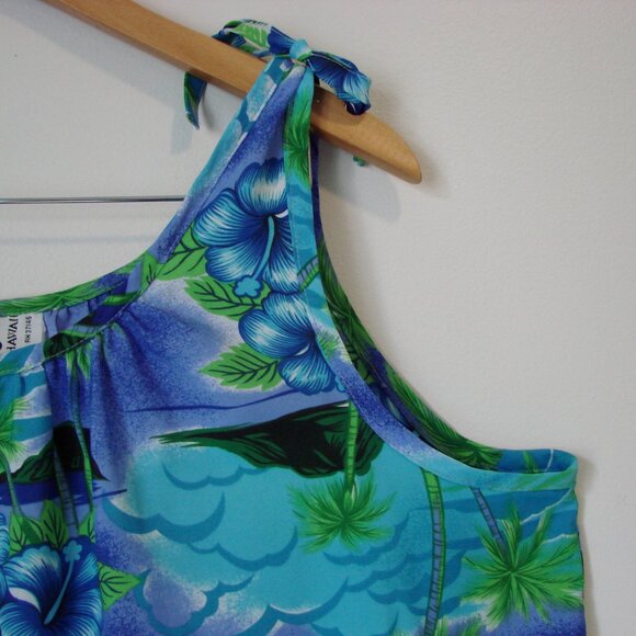 Vintage 70s 80s Hawaiian Maxi Dress Muumuu Floral Tropical Hilo Hattie One Size - Picture 4 of 13